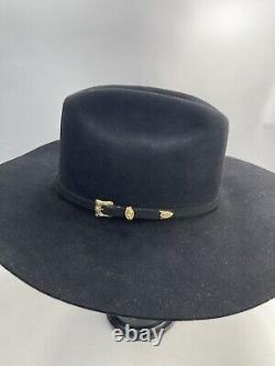 SERRATELLI 20X BEAVER BLACK HAT 4+ Brim Felt Western Cowboy Roper SZ 7 3/8 USA