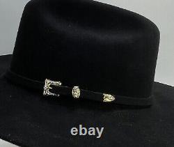 SERRATELLI 20X BEAVER BLACK HAT 4+ Brim Felt Western Cowboy Roper SZ 7 3/8 USA