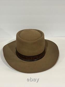 STETSON COWBOY HAT 4X BEAVER XXXX Size 7 Band Buckle Brown With Box