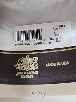 STETSON Men's 5X Ranch Tan Cowboy Hat 7? Large, NEW