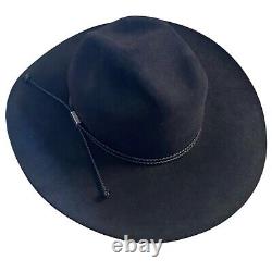 STETSON XXXX 4X Beaver Carson Felt Black Western Leather Band Cowboy Hat 7 1/8