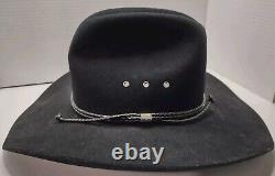 STETSON XXXX 4X Beaver Carson Felt Black Western Leather Band Cowboy Hat Size 7