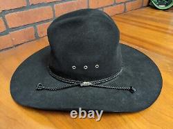 STETSON XXXX 4X Beaver Carson Felt Black Western Leather Band Cowboy Hat Size 7