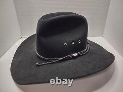 STETSON XXXX 4X Beaver Carson Felt Black Western Leather Band Cowboy Hat Size 7