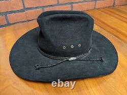 STETSON XXXX 4X Beaver Carson Felt Black Western Leather Band Cowboy Hat Size 7