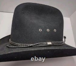 STETSON XXXX 4X Beaver Carson Felt Black Western Leather Band Cowboy Hat Size 7