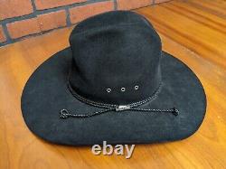 STETSON XXXX 4X Beaver Carson Felt Black Western Leather Band Cowboy Hat Size 7