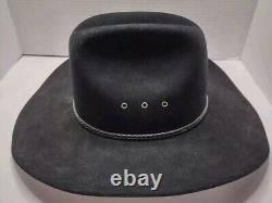 STETSON XXXX 4X Beaver Carson Felt Black Western Leather Band Cowboy Hat Size 7