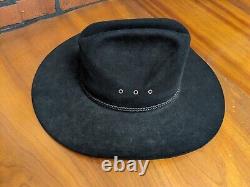 STETSON XXXX 4X Beaver Carson Felt Black Western Leather Band Cowboy Hat Size 7