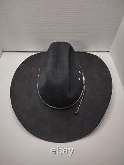 STETSON XXXX 4X Beaver Carson Felt Black Western Leather Band Cowboy Hat Size 7