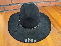 STETSON XXXX 4X Beaver Carson Felt Black Western Leather Band Cowboy Hat Size 7