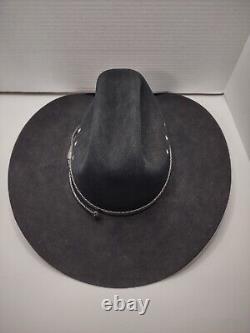 STETSON XXXX 4X Beaver Carson Felt Black Western Leather Band Cowboy Hat Size 7