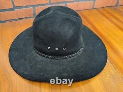 STETSON XXXX 4X Beaver Carson Felt Black Western Leather Band Cowboy Hat Size 7