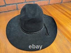 STETSON XXXX 4X Beaver Carson Felt Black Western Leather Band Cowboy Hat Size 7