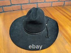 STETSON XXXX 4X Beaver Carson Felt Black Western Leather Band Cowboy Hat Size 7