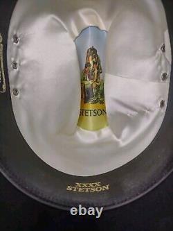 STETSON XXXX 4X Beaver Carson Felt Black Western Leather Band Cowboy Hat Size 7