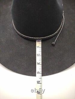 STETSON XXXX 4X Beaver Carson Felt Black Western Leather Band Cowboy Hat Size 7