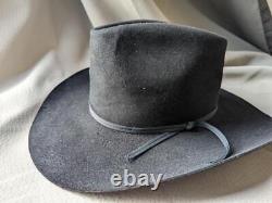 STETSON black 7 fur felted 3X BEAVER cowboy hat WESTERN evanston