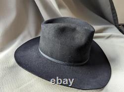 STETSON black 7 fur felted 3X BEAVER cowboy hat WESTERN evanston