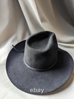 STETSON black 7 fur felted 3X BEAVER cowboy hat WESTERN evanston