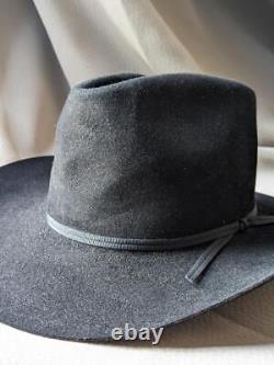 STETSON black 7 fur felted 3X BEAVER cowboy hat WESTERN evanston