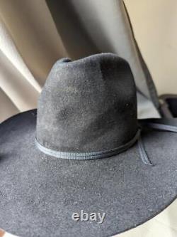 STETSON black 7 fur felted 3X BEAVER cowboy hat WESTERN evanston