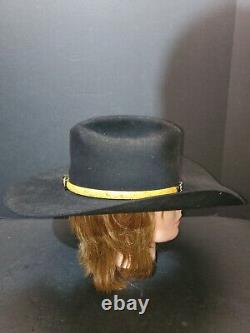 Serratelli Classic 6X Beaver Felt Cowboy Western Hat Sz 7 Black with Ostrich Band