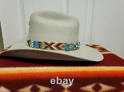Serratelli Hats Cowboy Hat Size 7 Indian Beaded Hat Band 7X Beaver Silver Snake