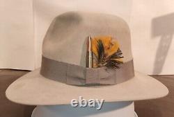 Size 7 1/4 1950s Vintage Resistol Beaver 100 SilverBelly Cowboy Hat Fedora, NICE