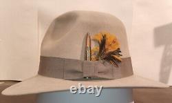 Size 7 1/4 1950s Vintage Resistol Beaver 100 SilverBelly Cowboy Hat Fedora, NICE