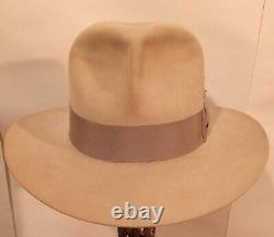 Size 7 1/4 1950s Vintage Resistol Beaver 100 SilverBelly Cowboy Hat Fedora, NICE