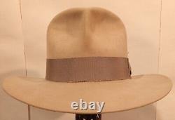 Size 7 1/4 1950s Vintage Resistol Beaver 100 SilverBelly Cowboy Hat Fedora, NICE