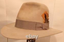 Size 7 1/4 1950s Vintage Resistol Beaver 100 SilverBelly Cowboy Hat Fedora, NICE