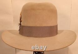 Size 7 1/4 1950s Vintage Resistol Beaver 100 SilverBelly Cowboy Hat Fedora, NICE