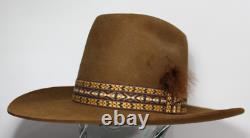 Size 7 1/8 57 Vintage Stetson 3X Beaver Fur Felt Cowboy Hat Brown Made in USA