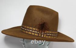 Size 7 1/8 57 Vintage Stetson 3X Beaver Fur Felt Cowboy Hat Brown Made in USA