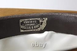 Size 7 1/8 57 Vintage Stetson 3X Beaver Fur Felt Cowboy Hat Brown Made in USA