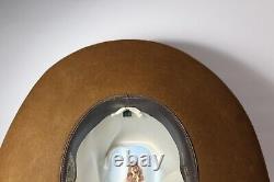 Size 7 1/8 57 Vintage Stetson 3X Beaver Fur Felt Cowboy Hat Brown Made in USA