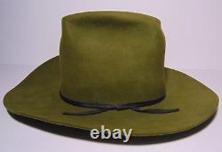 Size 7 56 American Hat Co. Cowboy Hat 3x Beaver Fur Felt Green Houston Texas USA