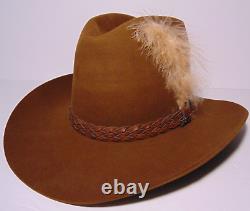 Size 7 56 Old Vintage Stetson Cowboy Hat Rancher 4X Beaver Fur Felt Hat Made USA