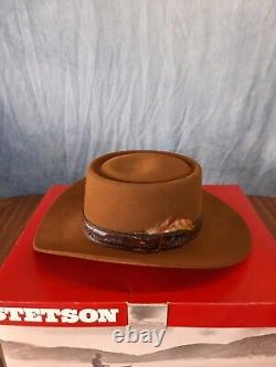 Size 7 Stetson Men's Cowboy Hat Vintage NEW 3X Beaver Revenger Brown