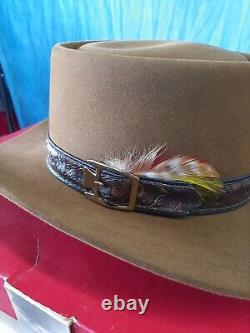 Size 7 Stetson Men's Cowboy Hat Vintage NEW 3X Beaver Revenger Brown