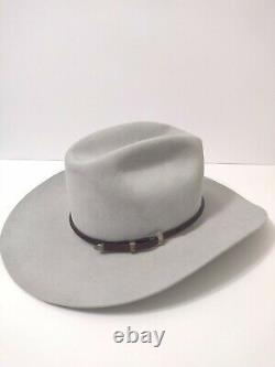 Steston Cowboy Western Hat Size 7-1/8 57 5x Beaver Gray with burgundy band