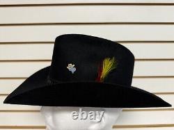 Stetson 3X Beaver COWBOY HAT Size 7 Black WithBlack HatBand Feather XXX Stetson