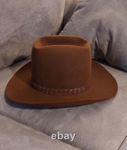 Stetson 3X Beaver Saddle Brown Cowboy Hat Size 7 1/8 Medium Mens Fashion Vintage