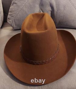 Stetson 3X Beaver Saddle Brown Cowboy Hat Size 7 1/8 Medium Mens Fashion Vintage