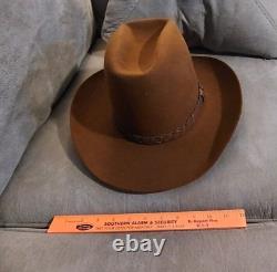 Stetson 3X Beaver Saddle Brown Cowboy Hat Size 7 1/8 Medium Mens Fashion Vintage