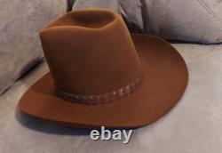 Stetson 3X Beaver Saddle Brown Cowboy Hat Size 7 1/8 Medium Mens Fashion Vintage