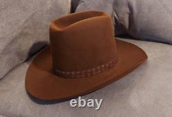 Stetson 3X Beaver Saddle Brown Cowboy Hat Size 7 1/8 Medium Mens Fashion Vintage