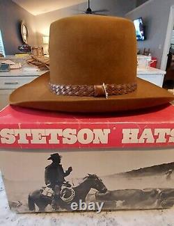 Stetson 3X Beaver Saddle Brown Cowboy Hat Size 7 1/8 Medium Mens Fashion Vintage